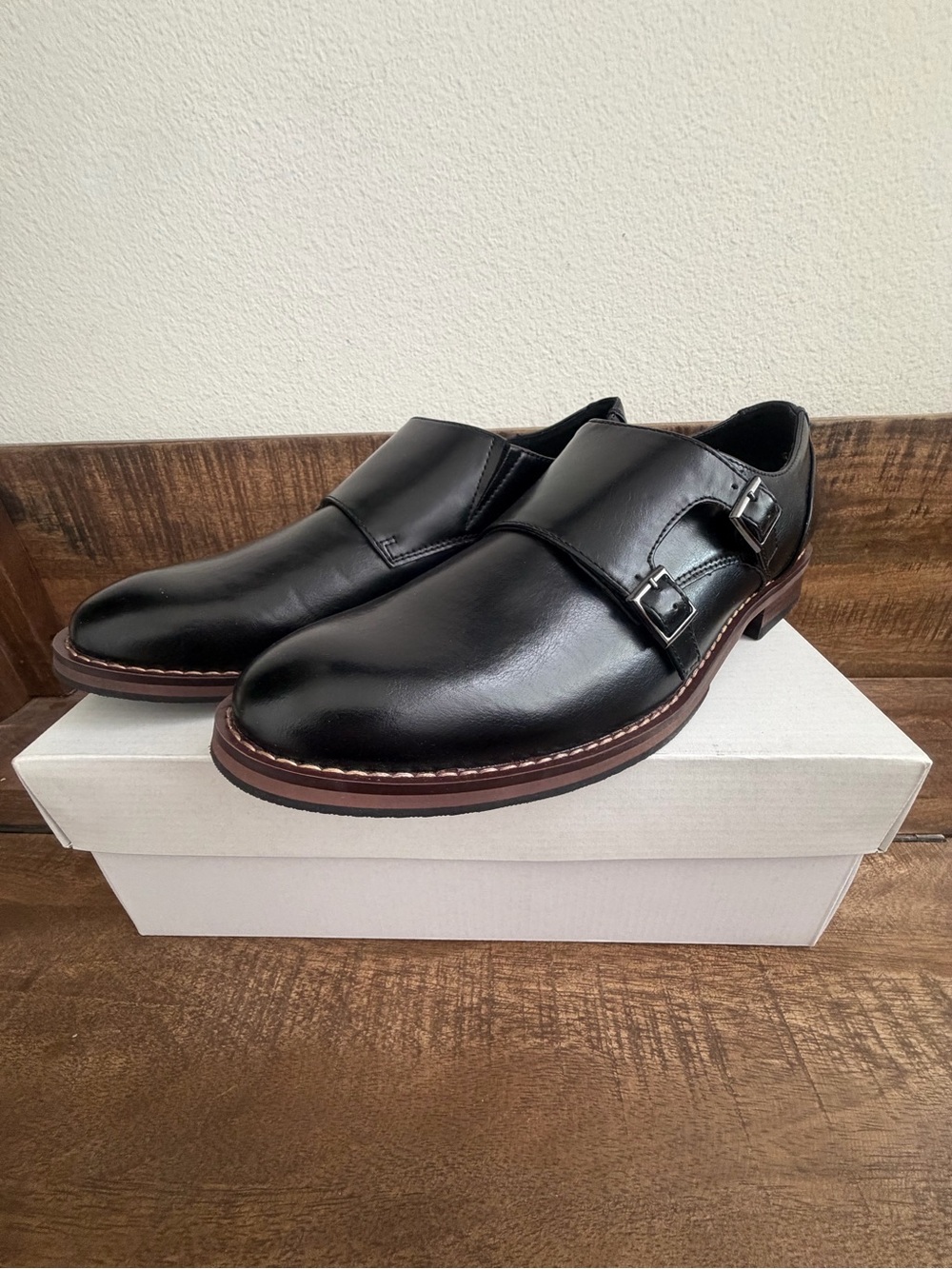 Abound | Men's Black Double Monk Strap Dress Shoes